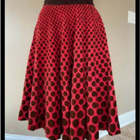 Free People Orange/ Brown Polka Dot Full Skirt, Size 8 - Picture 9 of 9